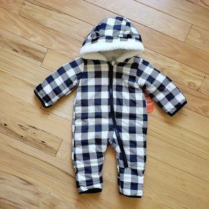 NWT Wonder Nation Baby Boy & Girl Buffalo Plaid Check Snowsuit Pram Size 0/3